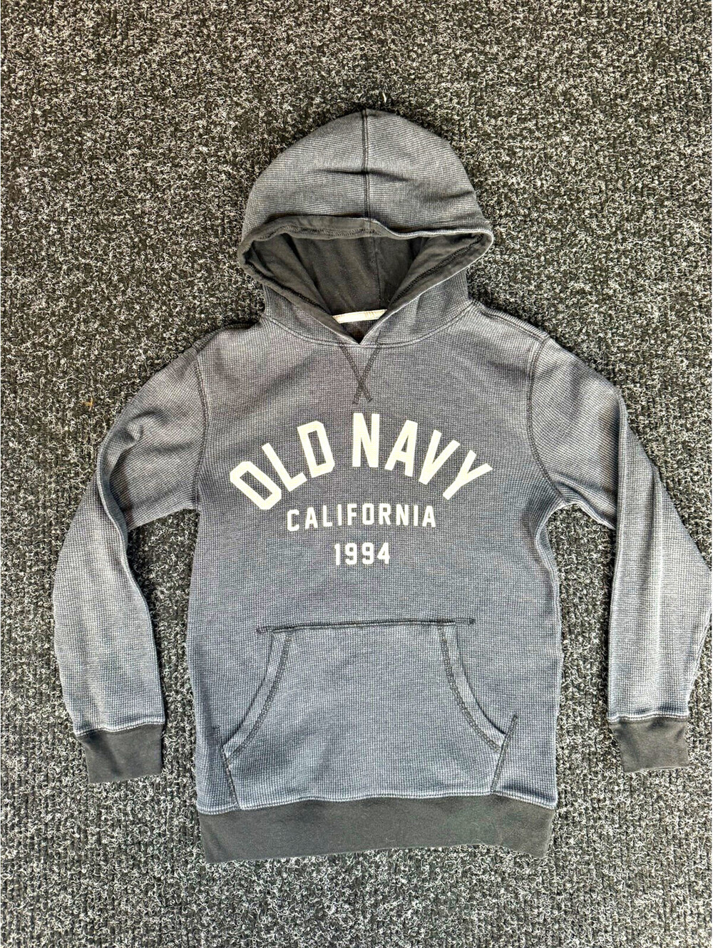 Old Navy Boys Gray Pullover Hoodie Graphic Logo Hooded Pocket Size L/G 10-12